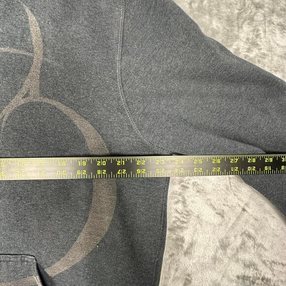 Distressed Vintage Y2K Hurley Big Logo Grey/White Stitching Full-zip Hoodie L - Picture 4 of 7